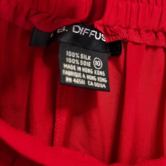 Vintage 90s 100% Silk Pleated Pants Womens 10 Red High Rise Christmas Holiday - Picture 9 of 16